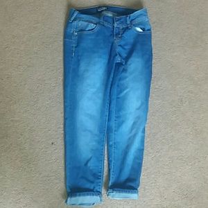 Straight Cut Cuffed Denim Jeans